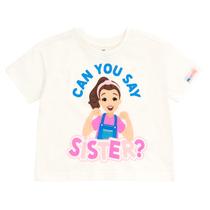 Camiseta infantil para meninas Ms. Rachel Sister Graphic branca 3T Camiseta infantil para meninas Ms. Rachel Sister Graphic branca 3T