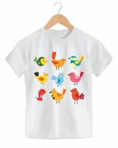 Camiseta infantil passarinho passaro pintinho pato piu piu animal zoológico - RETHA ESTILOS