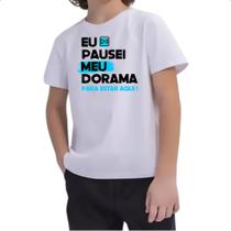 Camiseta Infantil Pausei o meu dorama Azul