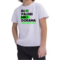 Camiseta Infantil Pausei o meu dorama Verde