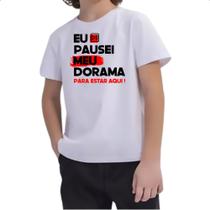 Camiseta Infantil Pausei o meu dorama Vermelho
