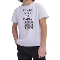 Camiseta Infantil Pense fora da caixa jogo da velha Camiseta Infantil Pense fora da caixa jogo da velha