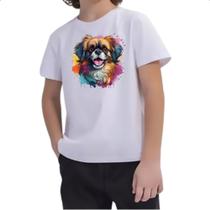 Camiseta Infantil Pequines Watercolor Arte Camiseta Infantil Pequines Watercolor Arte