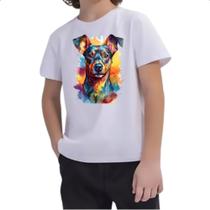 Camiseta Infantil Pinscher Watercolor Arte Camiseta Infantil Pinscher Watercolor Arte