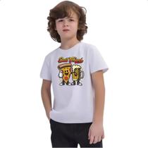 Camiseta Infantil Pizza Cerveja melhores amigos