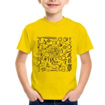 Camiseta Infantil Pizza Elementos - Foca na Moda