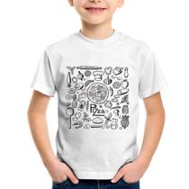 Camiseta Infantil Pizza Elementos - Foca na Moda