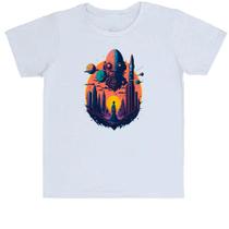 Camiseta Infantil Planeta Alien Cidade Futuristica