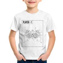 Camiseta Infantil Player 1 Controle Joystick - Foca na Moda