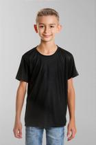 Camiseta Infantil Preta 100% Poliéster - Tamanho Variado