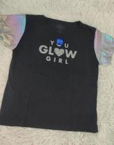 Camiseta infantil preta com estampa ,tamanho 10.