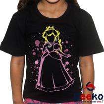 Camiseta Infantil Princesa Peach 100% Algodão - Super Mario Bros - Geeko Camiseta Infantil Princesa Peach 100% Algodão - Super Mario Bros - Geeko