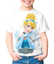 Camiseta infantil princesas cinderela branca de neve alice no pais das maravilhas