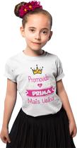 Camiseta Infantil Promovida a Prima Mais Velha Branca