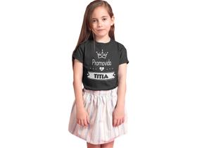 Camiseta Infantil Promovida a Titia Tia Sobrinha Preta