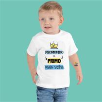Camiseta Infantil Promovido a Primo mais Velho - Chá de bebê Revelação ZLprint