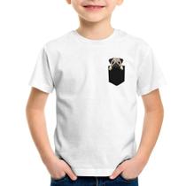 Camiseta Infantil PUG de Bolso - Foca na Moda