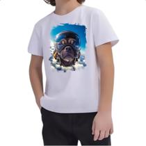Camiseta Infantil Pug paraquedista