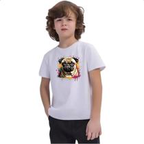 Camiseta Infantil Pug Watercolor Splash Art