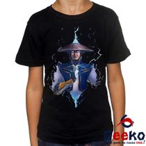 Camiseta Infantil Raiden 100% Algodão Mortal Kombat Geeko