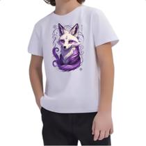 Camiseta Infantil Raposa Kitsune Tatoo Arte Camiseta Infantil Raposa Kitsune Tatoo Arte