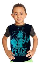 Camiseta Infantil Rick And Morty Peace Among Worlds Ref:641