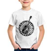 Camiseta Infantil Rock n Roll Never Die Guitarra - Foca na Moda