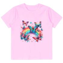 camiseta infantil roupa de menina borboleta arco íris camisa crianças e adolescentes moda teen estampa colorida camiseta infantil roupa de menina borboleta arco íris camisa crianças e adolescentes moda teen estampa colorida