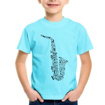 Camiseta Infantil Saxofone Notas Musicais - Foca na Moda