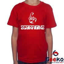 Camiseta Infantil Scorpions 100% Algodão Rock Geeko