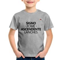 Camiseta Infantil Signo: fome - Ascendente: lanches - Foca na Moda