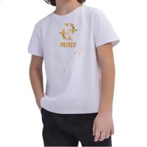Camiseta Infantil Signo Peixes Constelacao Dourada