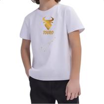 Camiseta Infantil Signo Touro Constelacao Dourada