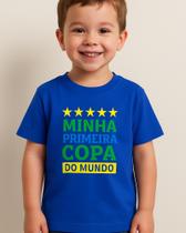 Camiseta Infantil Slim Algodão Estampa Brasil-Primeira Copa