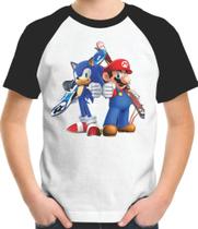 Camiseta Infantil Sonic e Mario Bros