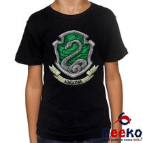 Camiseta Infantil Sonserina 100% Algodão Harry Potter Hogwarts Slytherin Geeko 02