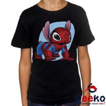 Camiseta Infantil Spider Stich 100% Algodão Homem Aranha Spiderman Geeko