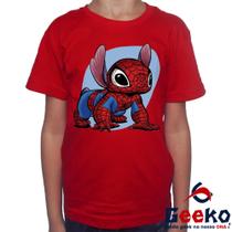 Camiseta Infantil Spider Stich 100% Algodão Homem Aranha Spiderman Geeko