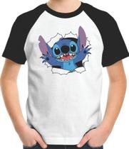 Camiseta Infantil Stitch Quebrando Tudo