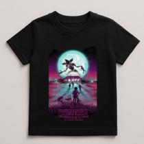 Camiseta Infantil Stranger Things Estampa Personalizada Roxa