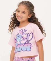 Camiseta Infantil Strass Angel E Stitch Disney Tam 4 a-19079
