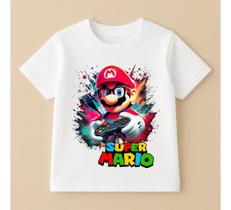 Camiseta Infantil Super Mario 100% Algodao Modelo 6 Camiseta Infantil Super Mario 100% Algodao Modelo 6
