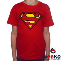 Camiseta Infantil Superman 100% Algodão Super Homem Supergirl Super-Homem Geeko