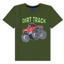 Camiseta Infantil (Tamanho G) Dirt Track (Verde Militar) DDK