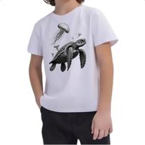 Camiseta Infantil Tartaruga Marinha e Aguas vivas
