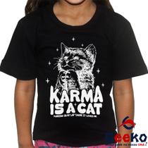Camiseta Infantil Taylor Swift 100% Algodão Karma Is A Cat Pop Geeko