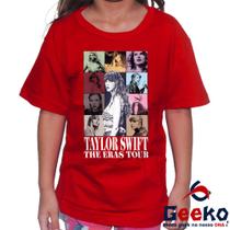 Camiseta Infantil Taylor Swift 100% Algodão The Eras Tour Pop Geeko