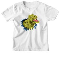 Camiseta Infantil Tiranossauro Rex Rasgando a Camisa