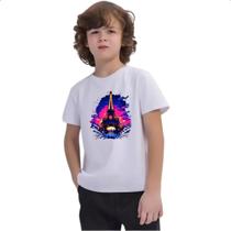 Camiseta Infantil Torre Eiffel Sunset Splash