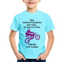 Camiseta Infantil Trilha com o papai (moto rosa) - Foca na Moda